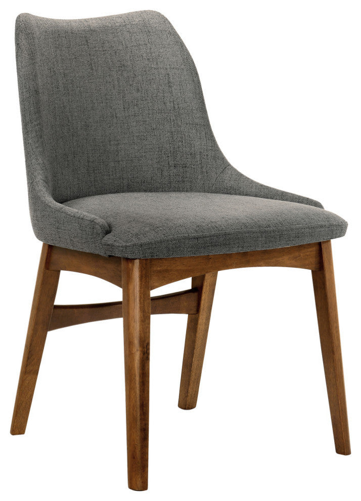 Azalea Fabric and Black Wood Dining Side Chairs, Set of 2, Charcoal