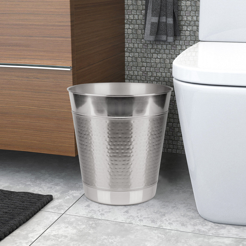 nu steel Hudson Hammered Mirror Wastebasket