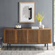 Media TV Stand Console Table, Rectangular, Wood, Metal, Brown Walnut, Modern