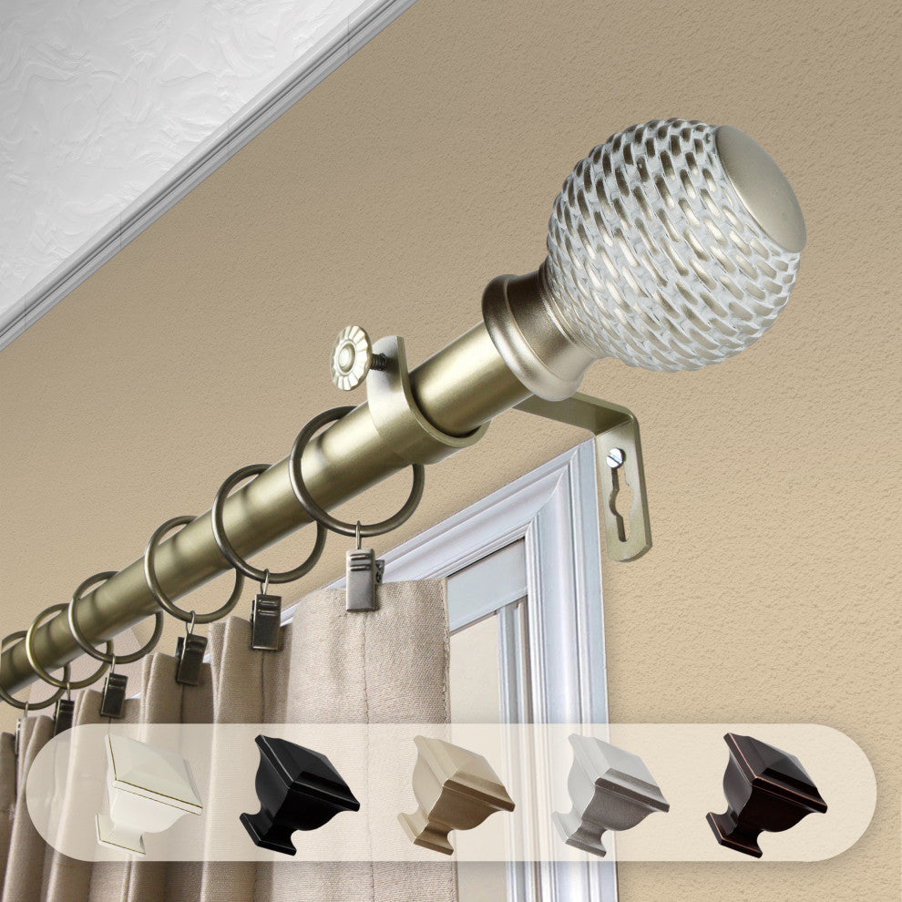 Wicker 1" Curtain Rod, Light Gold, 28-48"