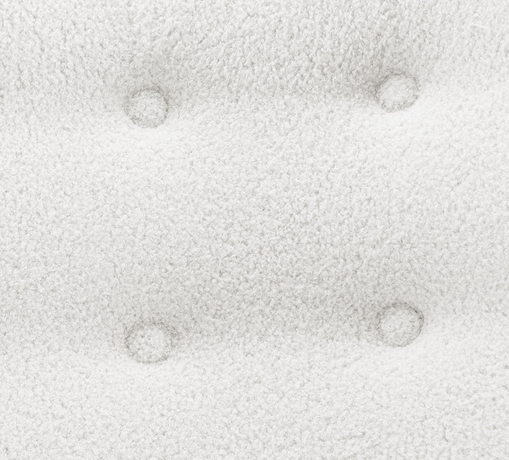 Beatrice Lounge Chair, White Fabric With Walnut Stained Wood Legs