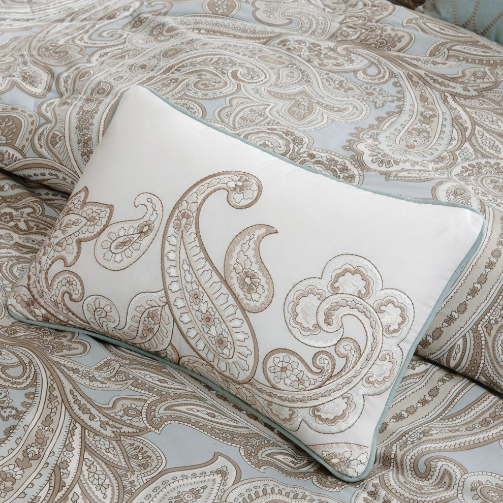 Madison Park Percale Printed 5-Piece Comforter Set, Full/Queen