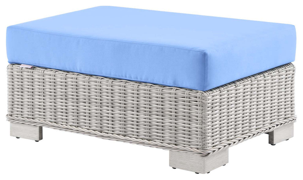 Lounge Sectional Sofa Chair Set, Rattan, Wicker, Gray Blue, Modern, Outdoor