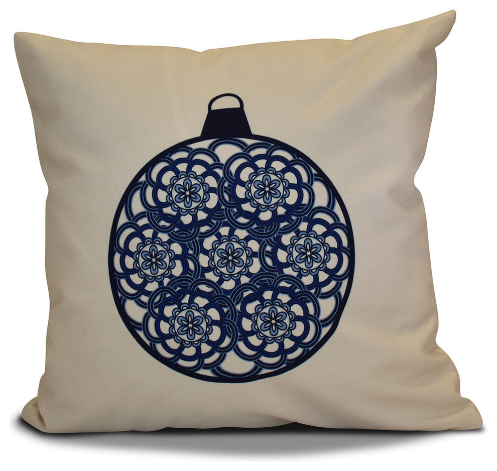 Decorative Holiday Pillow Geometric Print, Navy Blue, 26"x26"