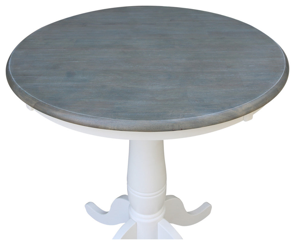 Round Top Pedestal Table, White/Heather Gray, 30 Inch Round