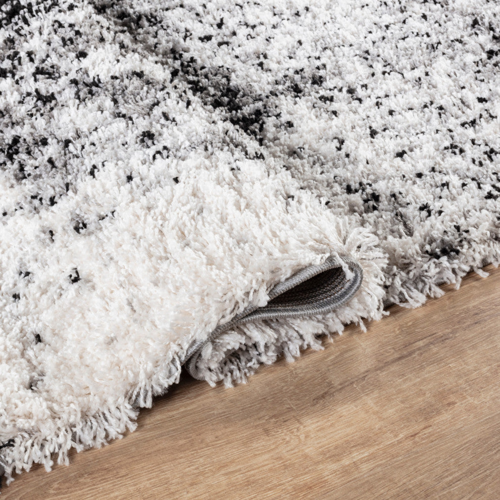 Shag Ridley Gray/Black Rug, Gray, 4'3"x6'