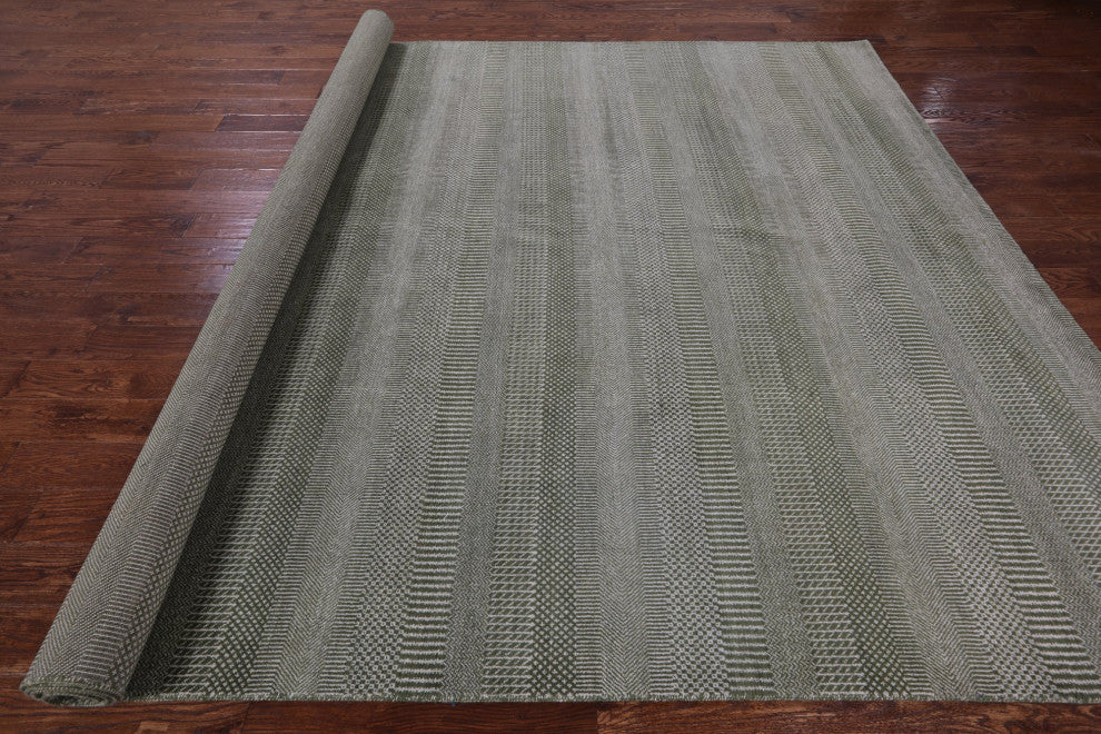 Savannah Grass Hand Knotted Wool and Silk Rug 9' 0" X 12' 3" Q12004