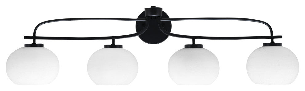 Cavella 4 Light Bath Bar, Matte Black Finish, 7" White Muslin Glass
