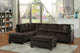 3-Piece Elburn Reversible Chaise Sectional and Ottoman, Chocolate Fabric