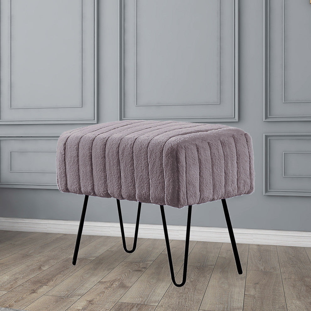 Serenta Super Mink Ottoman, Charcoal, 19''x13''x17''
