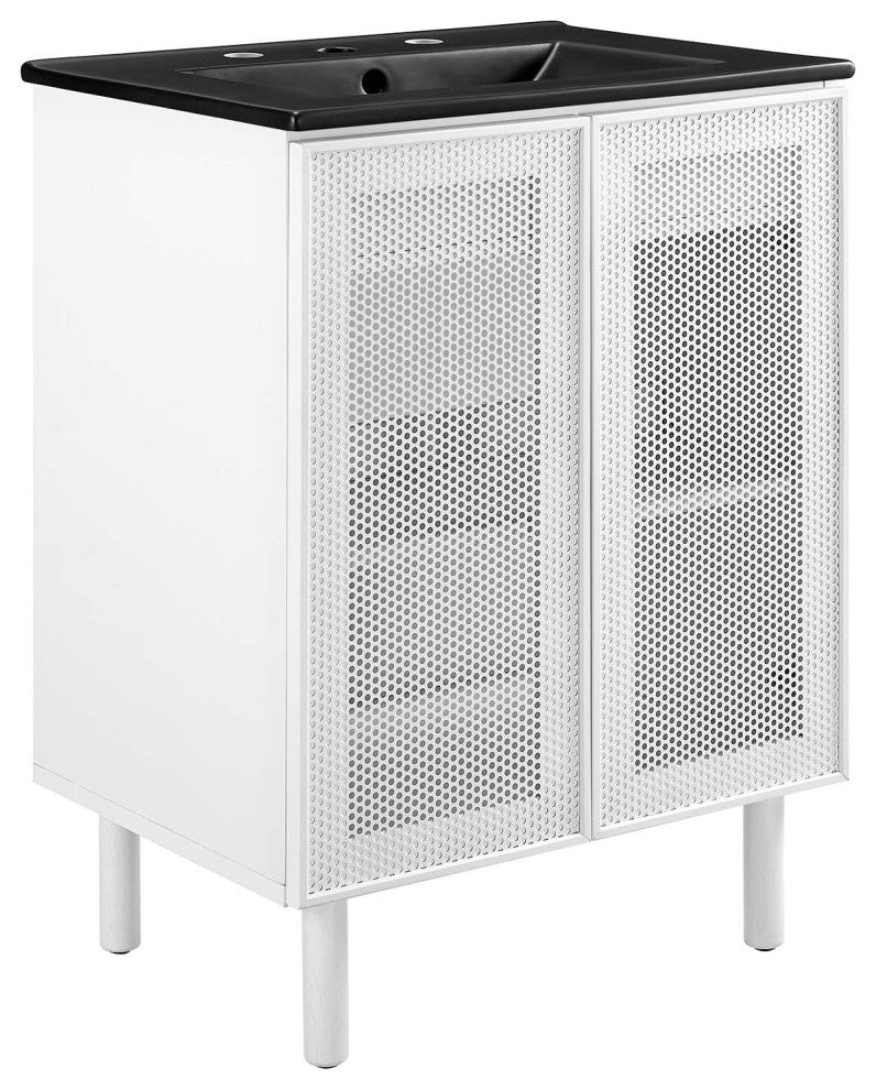 Calla 24" Perforated Metal Bathroom Vanity - Black White