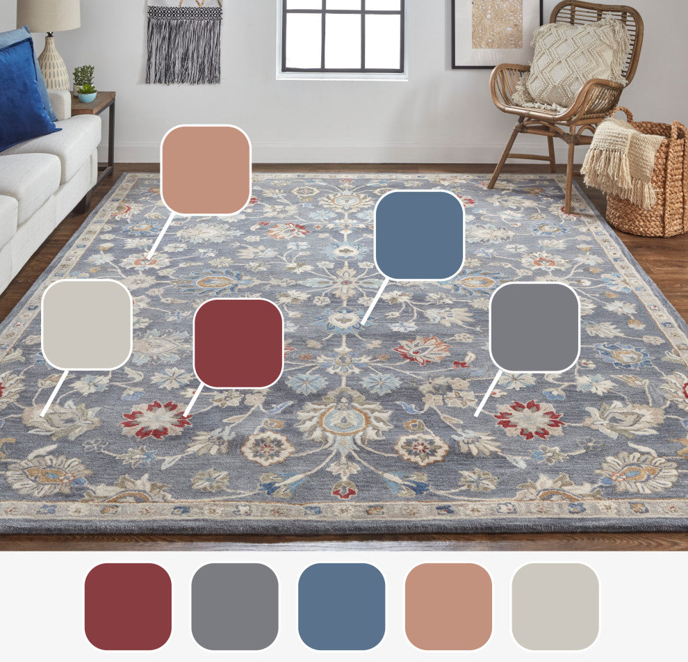 Weave & Wander Mattias Persian Rug, Blue/Red/Ivory, Rug, 4'x6'