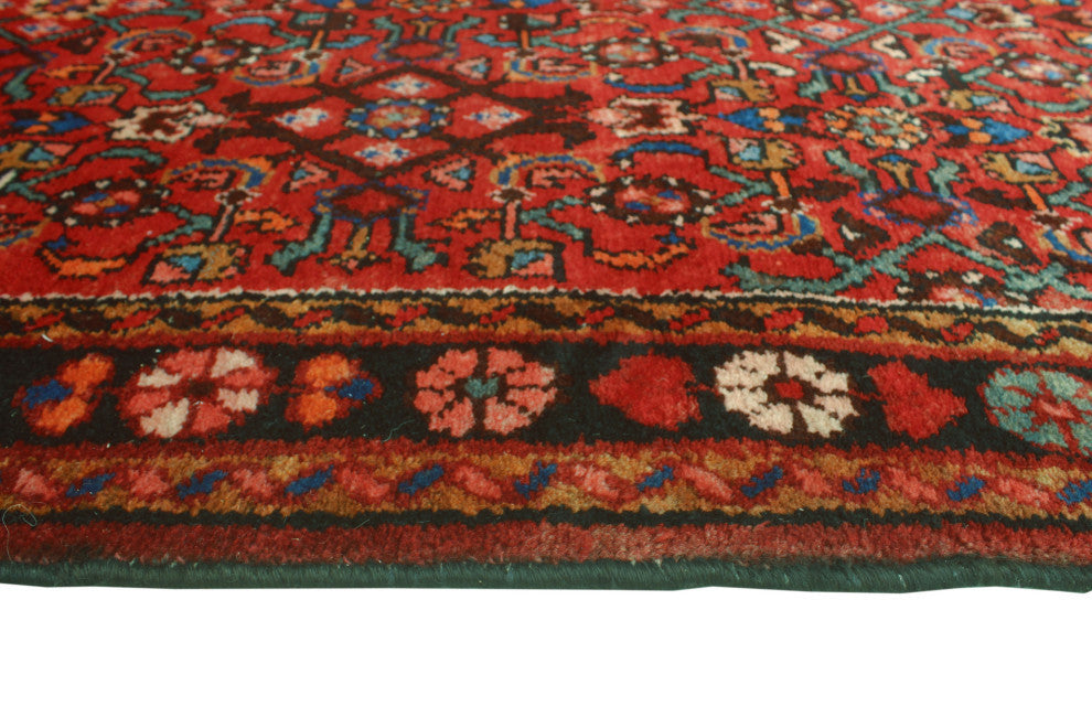 Fine Vintage Distressed Beldan Red/Charcoal Runner, 3'7x13'5