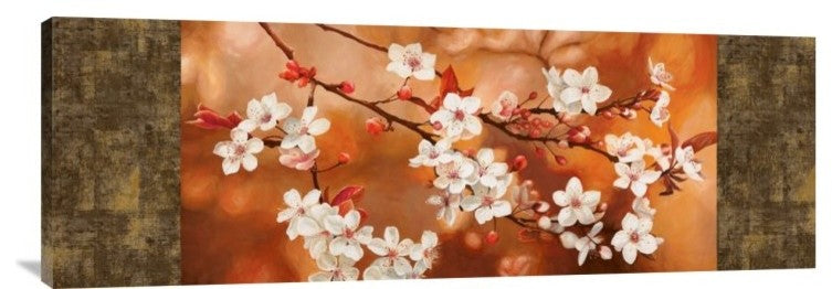 "Orange Sakura" Stretched Canvas Giclee by Jenny Thomlinson, 36x12"