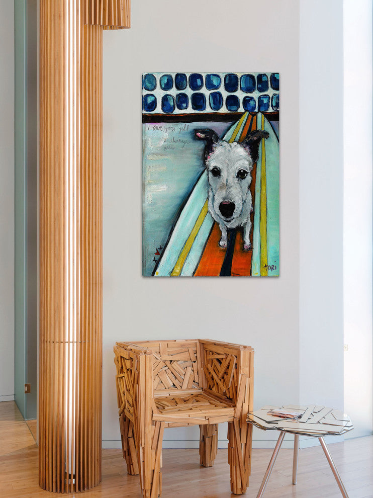 "Dog on Surfboard" Painting Print on Canvas by Tori Campisi