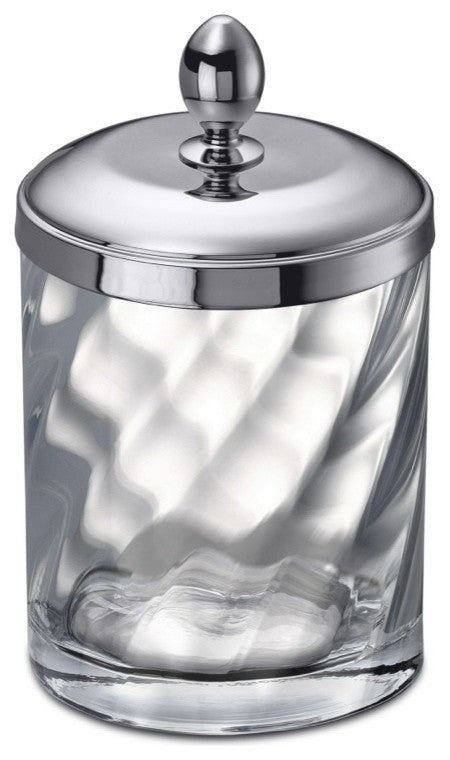 Twisted Glass Cotton Ball Jar, Chrome