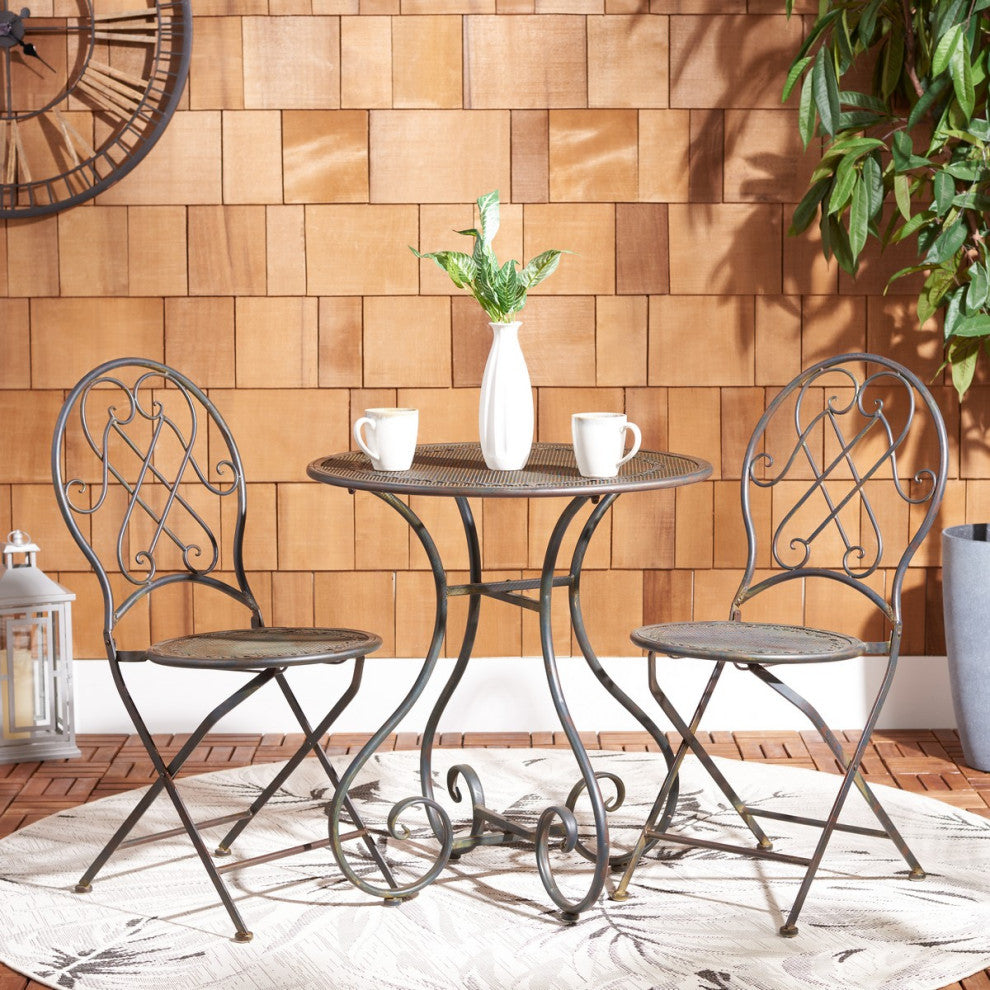 Safavieh Adriel 3Pc Bistro Set, Black Rust