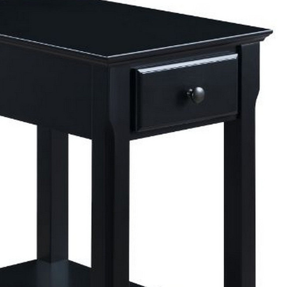 Benzara BM251127 Accent Table With 1 Drawer and Bottom Shelf, Black