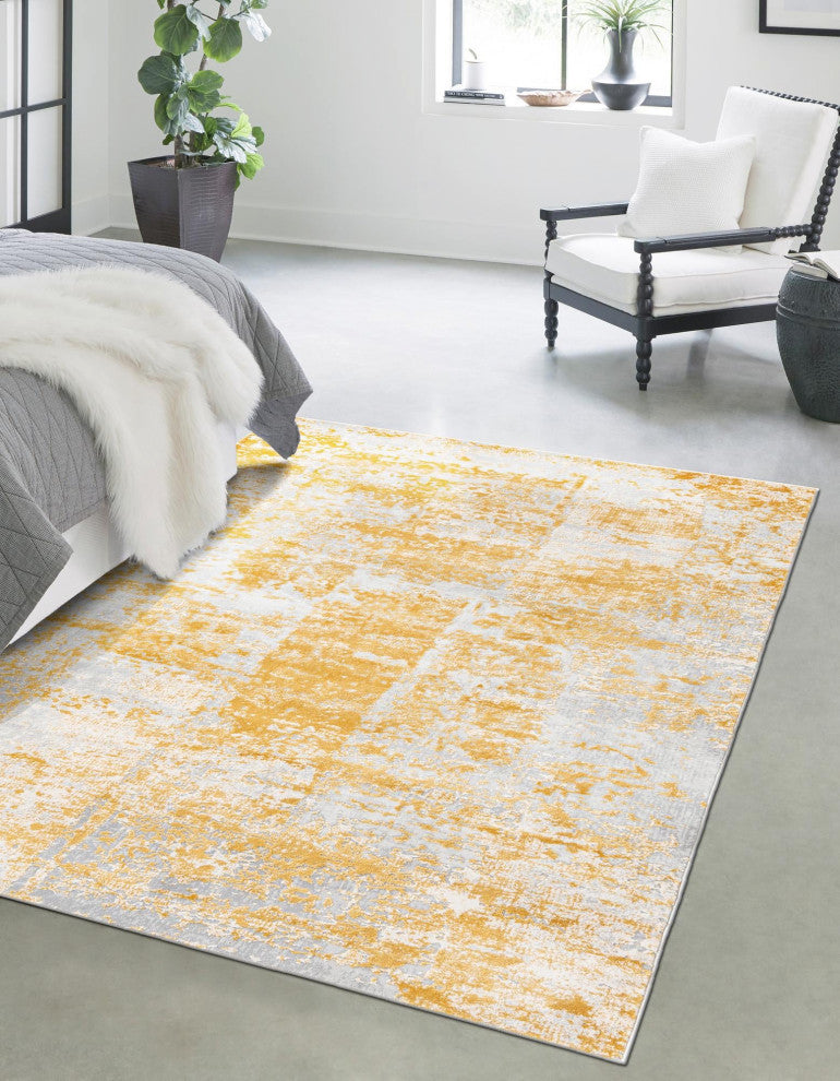 Unique Loom Elizabeth Finsbury Rug, Yellow, 4'x6'