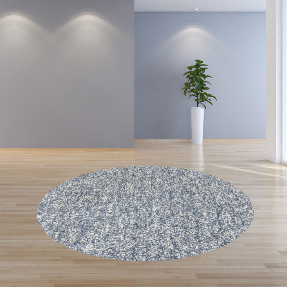 HomeRoots 8' Slate Heather Hand Woven Round Indoor Shag Area Rug