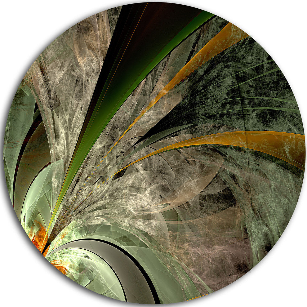 Symmetrical Fractal Flower In Green, Modern Floral Round Wall Art, 36"