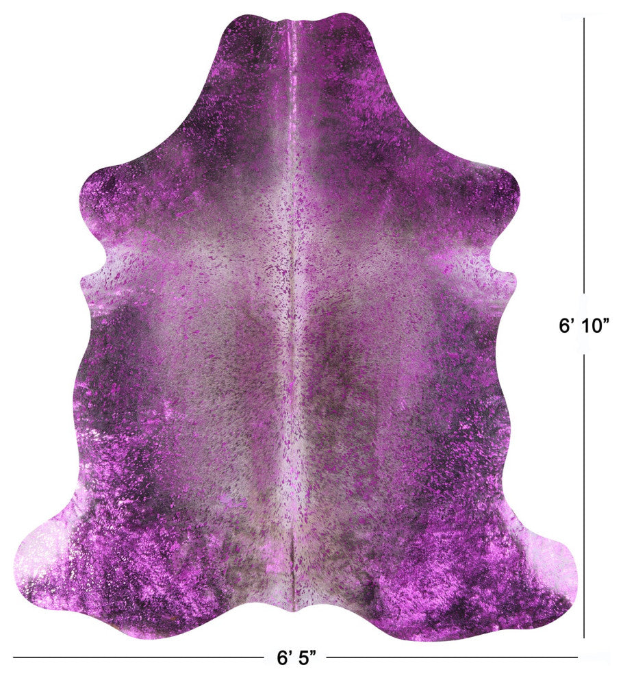 6' 10" X 6' 5" Pink Metallic Cowhide Rug C2134