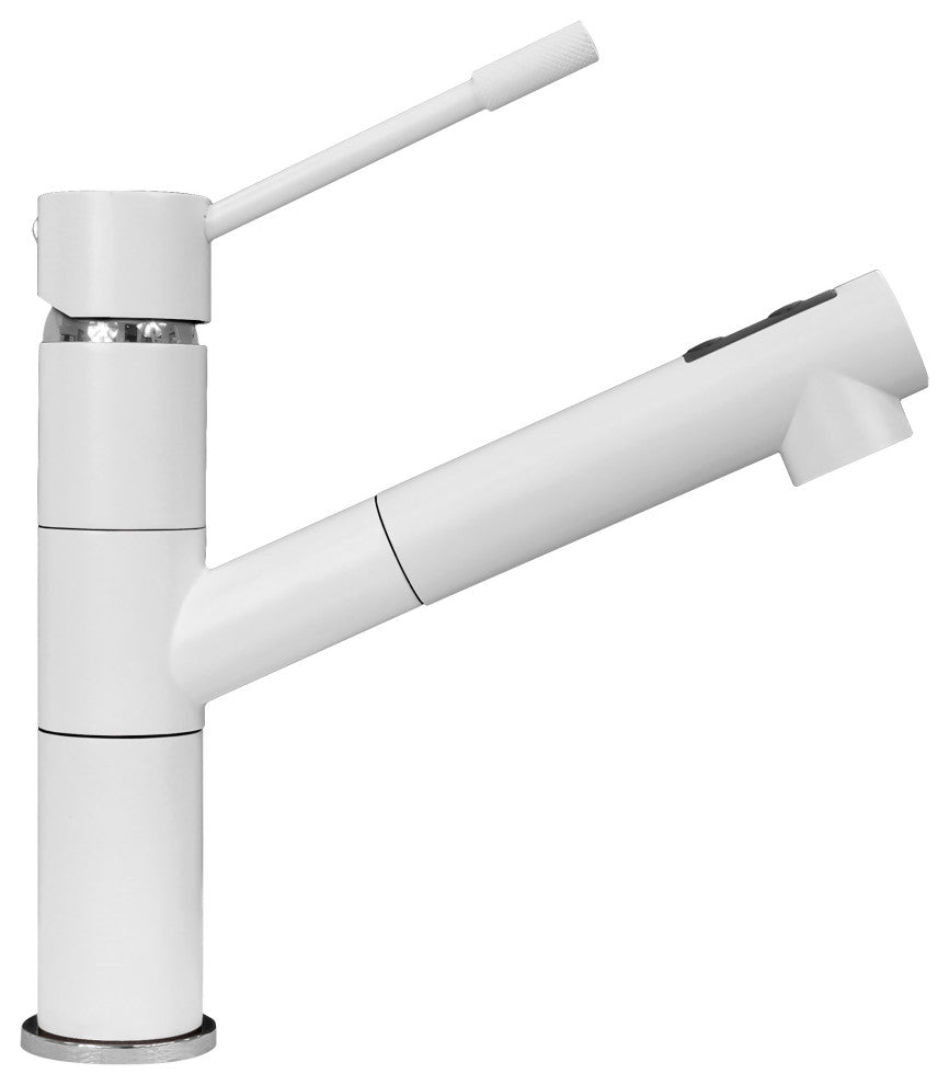 LaToscana Elba Single Handle Pull Out Kitchen Sprayer Faucet, Milk White