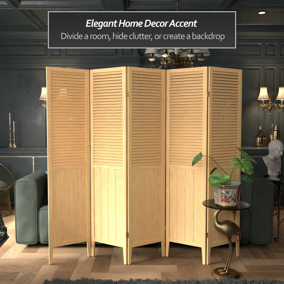 6' Tall Beadboard Divider, Natural, 5 Panels