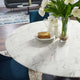 Modern Room Round Dining Table, Artificial Marble Stone Metal, Black White