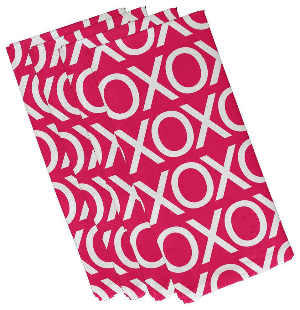 Valentine Print Napkin, Fuschia, Set of 4