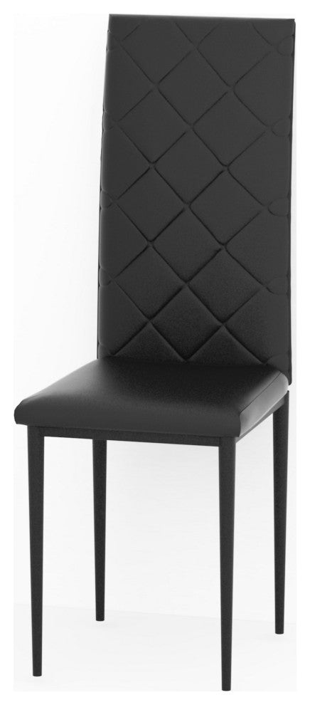 Tansole Black PU Leather With Metal Frame Dining Chairs, Set of 4