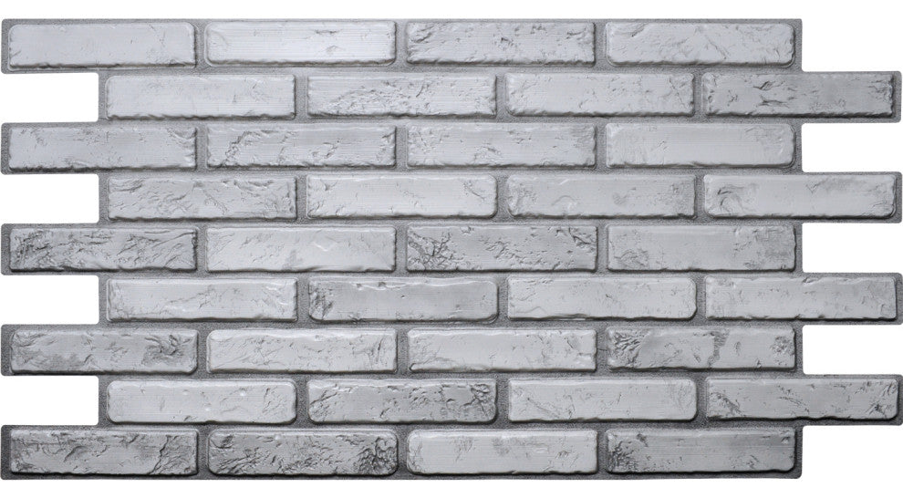 Off White Grey Bricks 3D Wall Panels, Set of 10, Covers 54.4 Sq Ft
