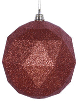 Vickerman 6" Copper Glitter Geometric Ball 4-Pack, M177488Dg