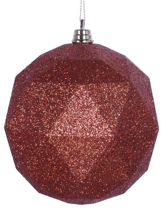 Vickerman 6" Copper Glitter Geometric Ball 4-Pack, M177488Dg