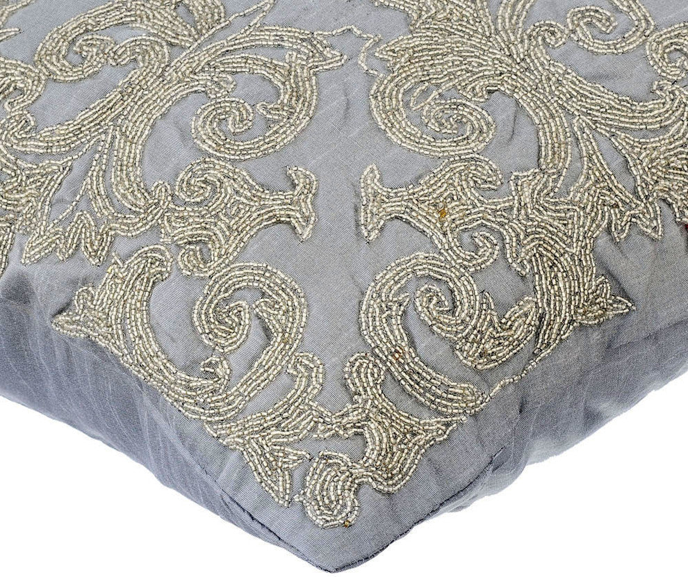 Silver Decorative Euro shams 26"x26" Silk, Silver Forever