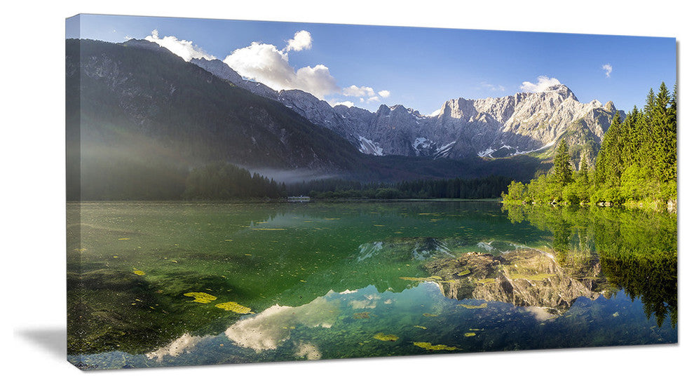 Green Mountain Lake in the Alps, Landscape Canvas Art Print, 60"x28"