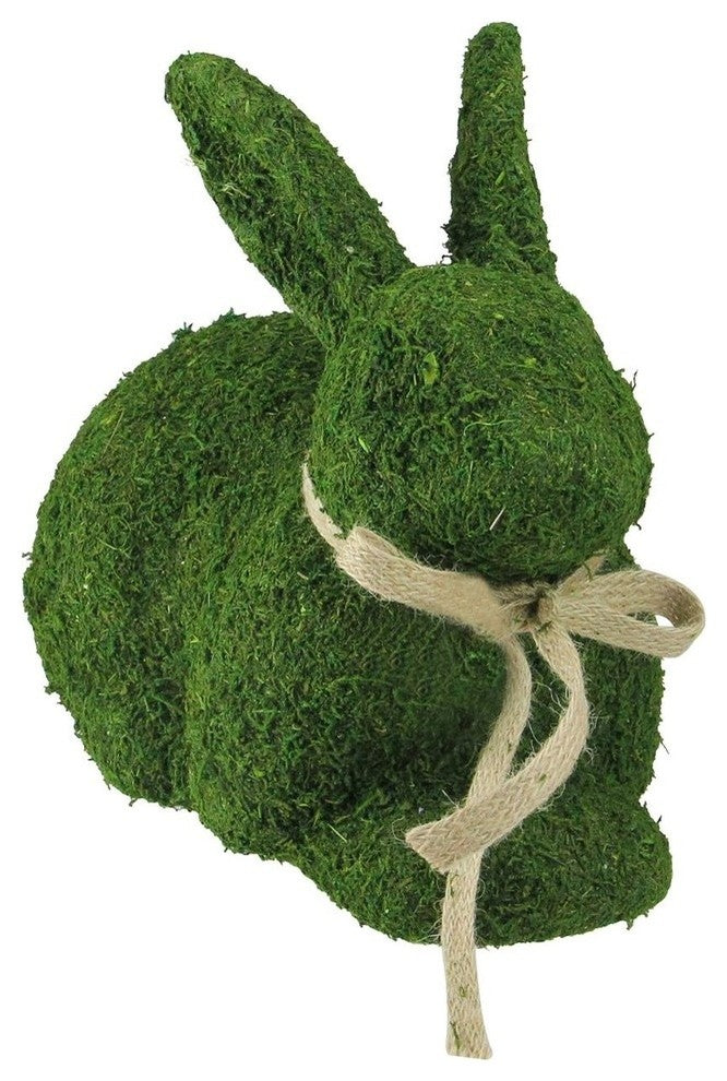 11" Green Moss Sitting Bunny Rabbit Spring Easter Figure