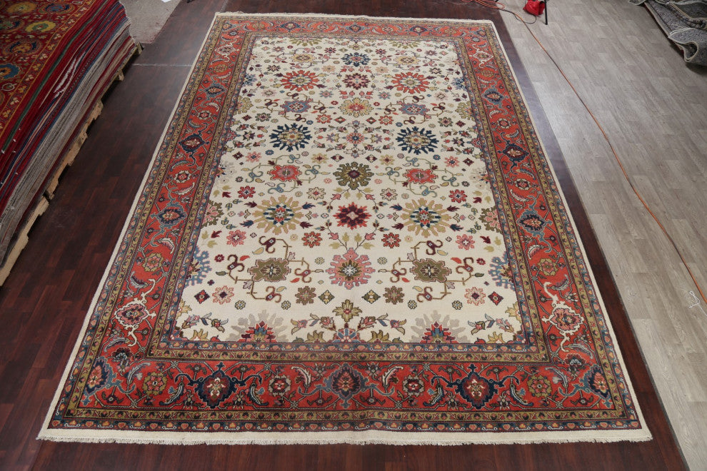Indian Heriz Oriental Traditional Handmade Area Rug, Beige, 17'10"x11'10