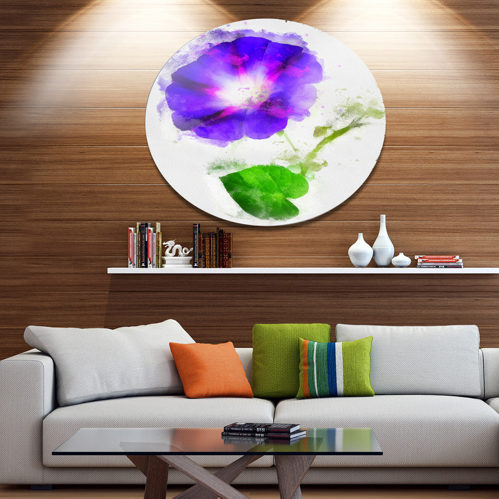 Blue Gentiana Alpina Illustration, Floral Disc Metal Artwork, 23"
