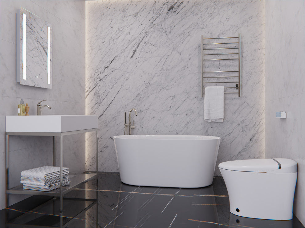 ANZZI Chand Series Freestanding Bathtub, White, 55 in.