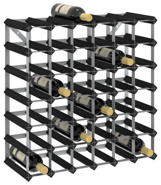 vidaXL Solid Wood Pine Wine Rack for 42 Bottles Black Storage Bottle Holder
