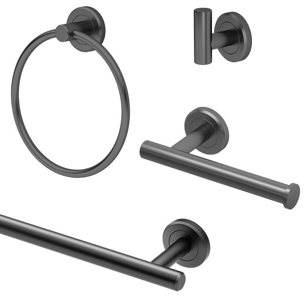 Gatco Latitude2 4-Piece Bathroom Accessory Kit, Matte Black