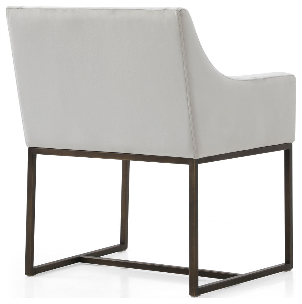 Modrest Elijah, Beige and Copper Antique Brass Dining Chair