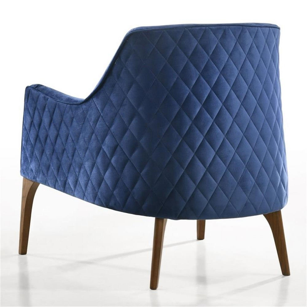 Omax Decor Jane Wood and Velvet Upholstered Lounge Accent Chair in Blue