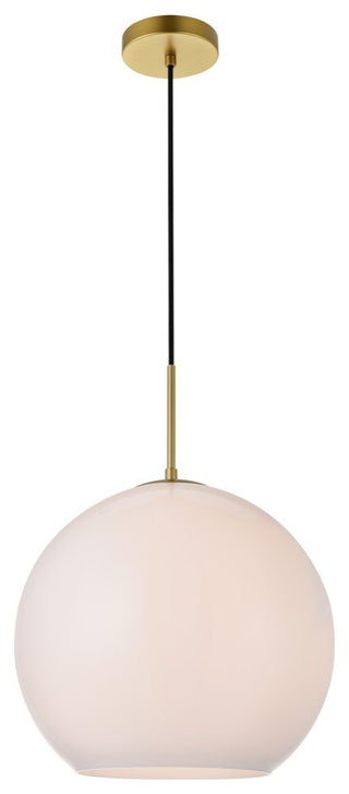Midcentury Modern Brass And Frosted White 1-Light Pendant