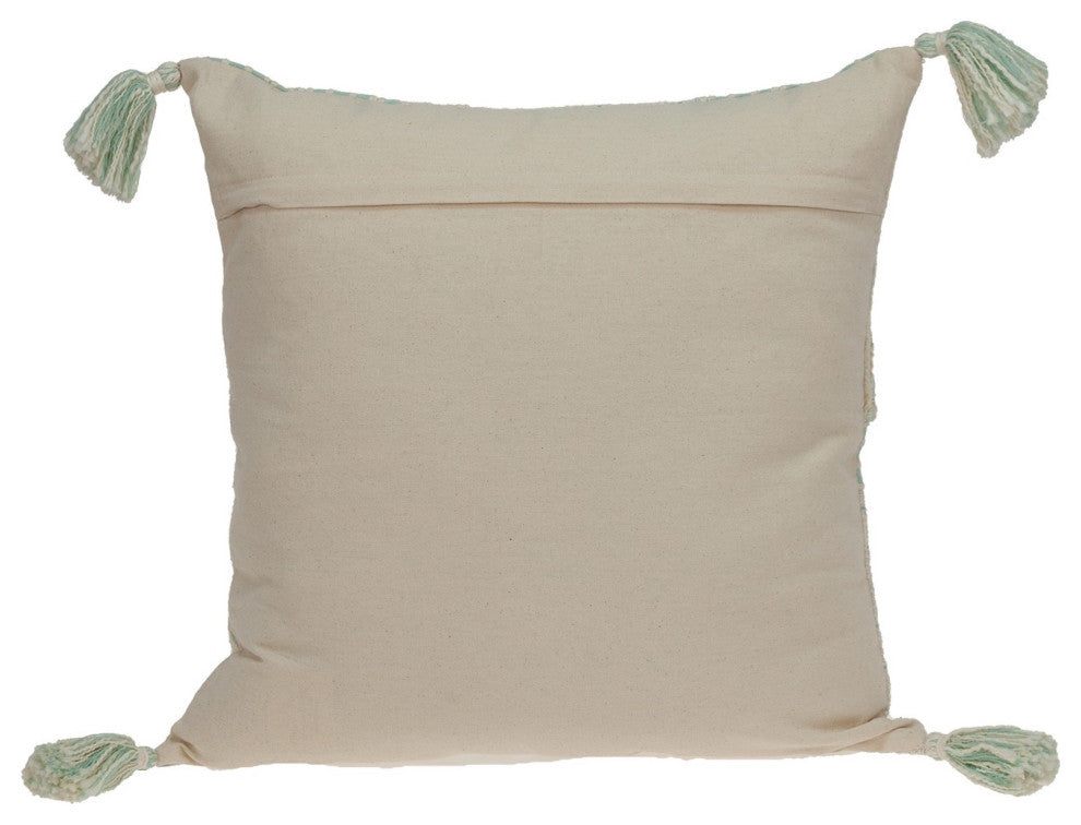 Cream and Mint Woven Throw Pillow