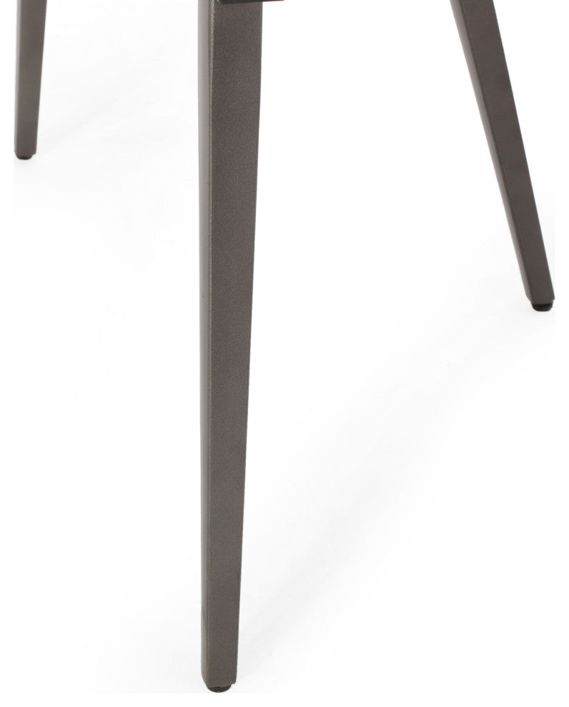 Odum Abbeville Contemporary Open Back Dining Chairs (Set of 2), Dark Brown + Gun Metal