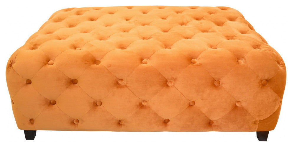 Velvety Orange Modern Square Coffee Table