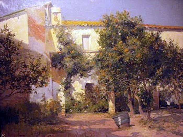 Eliseo Meifren I Roig Casa con Huerto, 21"x28" Gallery Wrapped Canvas Print