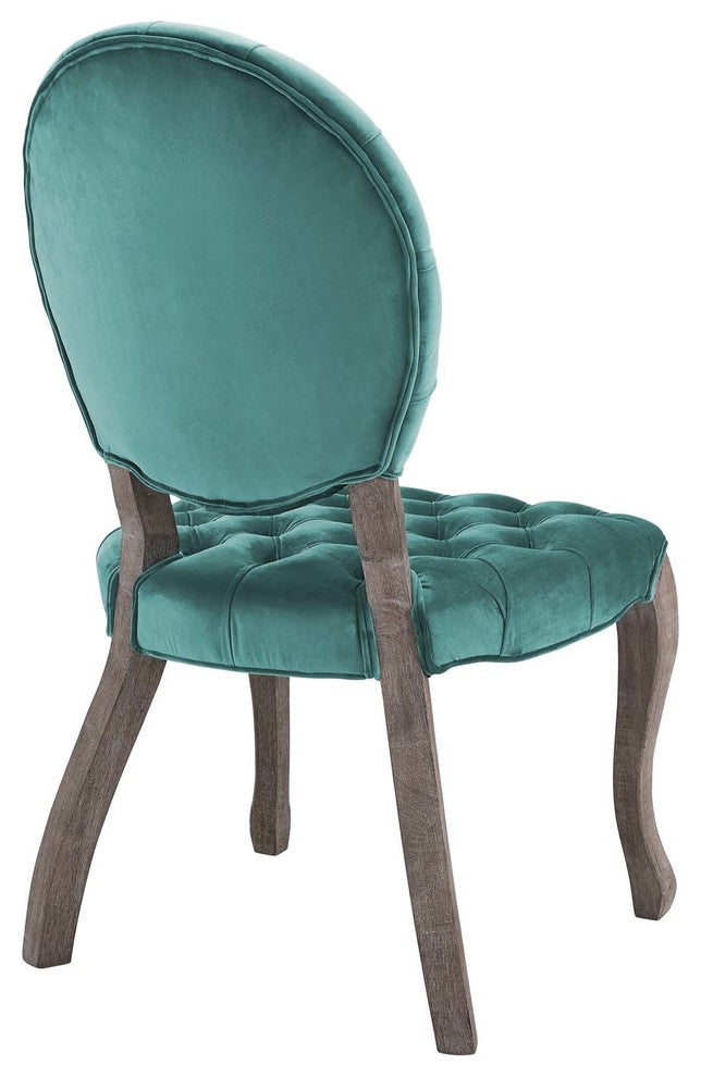 Exhibit French Vintage Dining Performance Velvet Side Chair, Teal